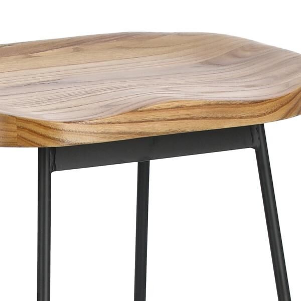 Barhocker Cazas Boho 74 cm, Sitz Holz natur, schwarzes Metallgestell