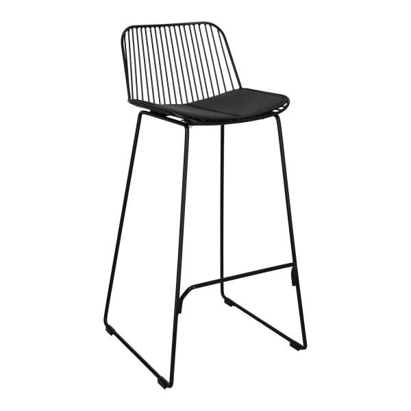 Barhocker Dill High schwarz mit Rückenlehne, Kunstleder, Sitzhöhe 75 cm