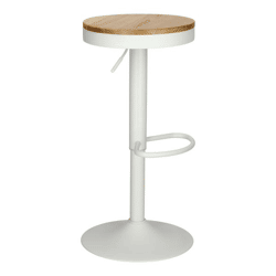 Barhocker Lofter weiß, Sitz aus Ulmenholz, höhenverstellbar 60-82 cm