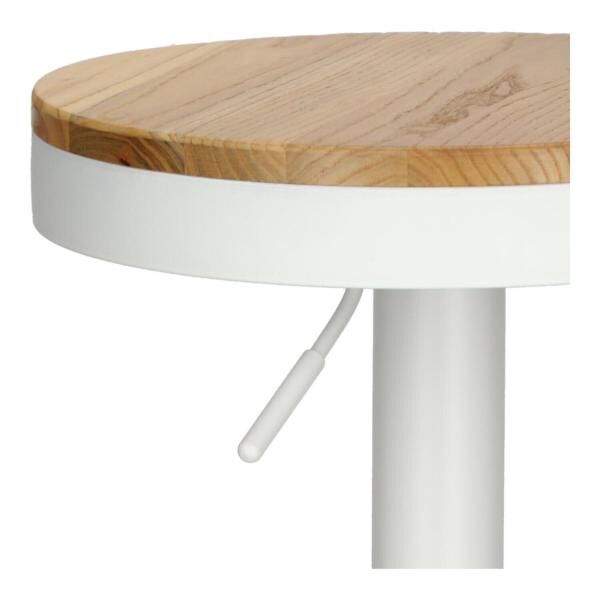 Barhocker Lofter wei&szlig;, Sitz aus Ulmenholz, h&ouml;henverstellbar 60-82 cm