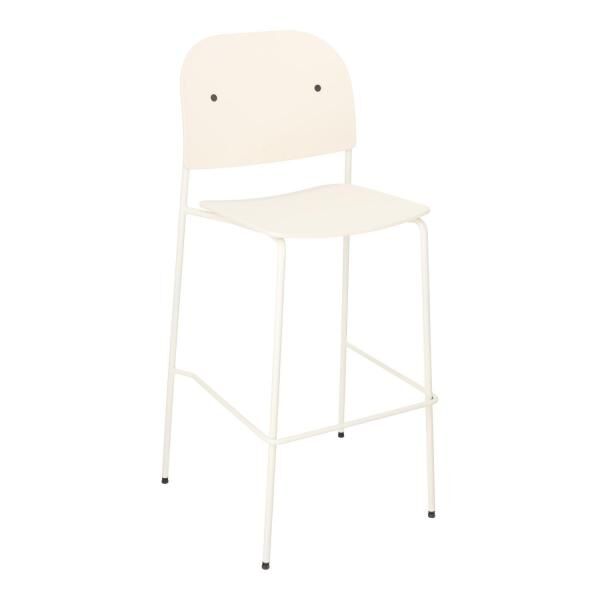 Barhocker Ravio 75 cm cremewei&szlig; mit Lehne und Fu&szlig;st&uuml;tze, Kunststoff
