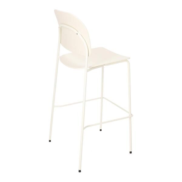 Barhocker Ravio 75 cm cremewei&szlig; mit Lehne und Fu&szlig;st&uuml;tze, Kunststoff