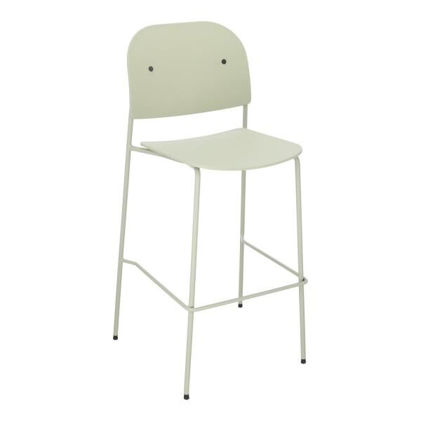 Barhocker Ravio 75 cm salbeigrün mit Lehne und Fußstütze, Kunststoff