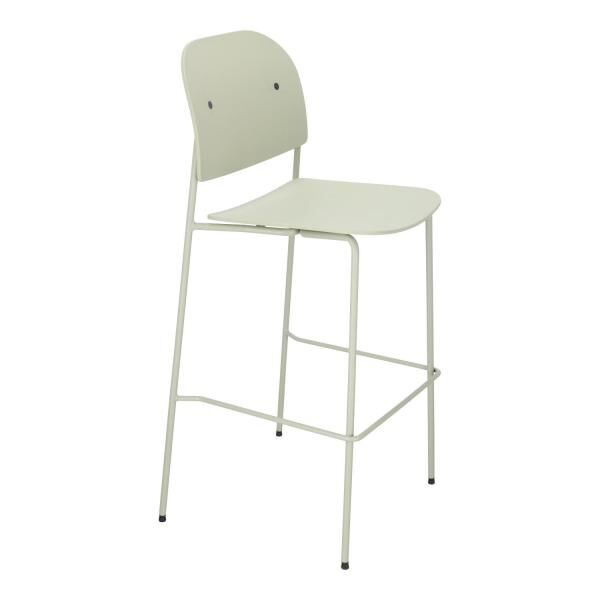 Barhocker Ravio 75 cm salbeigr&uuml;n mit Lehne und Fu&szlig;st&uuml;tze, Kunststoff