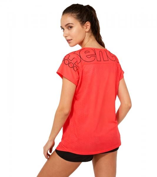 Bench Damen Sport-Shirt atmungsaktives Lauf-Shirt mit Logo-Schriftzug am R&uuml;cken PK11423 Neonrot