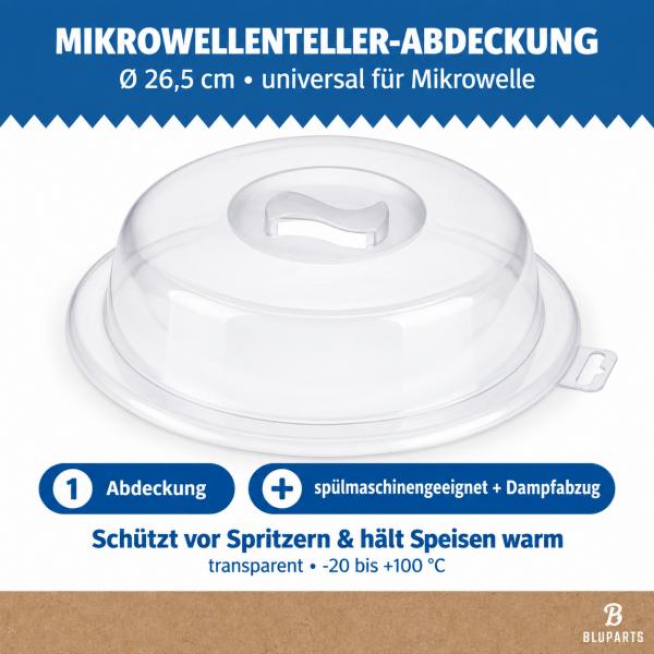 BLUPARTS Mikrowellen-Abdeckhaube Ø 26,5 cm Speiseabdeckung transparent Spritzschutz universal spülmaschinengeeignet