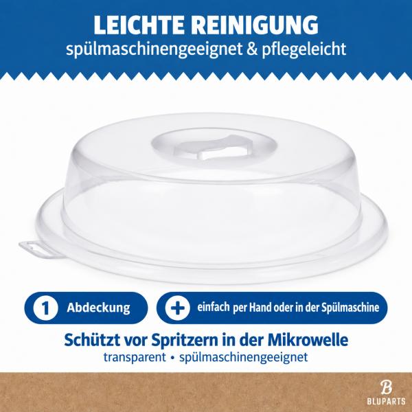 BLUPARTS Mikrowellen-Abdeckhaube Ø 26,5 cm Speiseabdeckung transparent Spritzschutz universal spülmaschinengeeignet