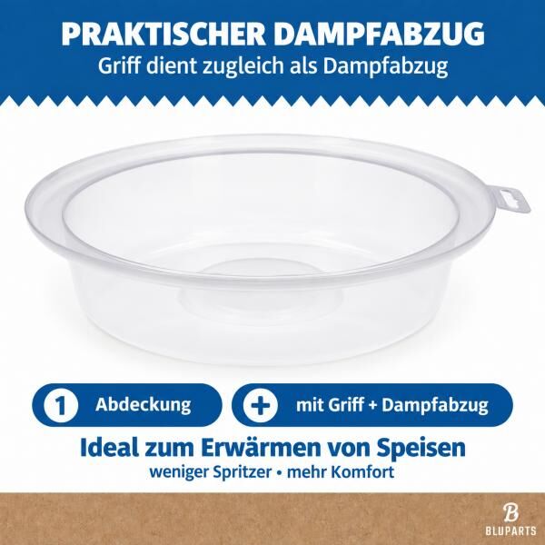 BLUPARTS Mikrowellen-Abdeckhaube Ø 26,5 cm Speiseabdeckung transparent Spritzschutz universal spülmaschinengeeignet