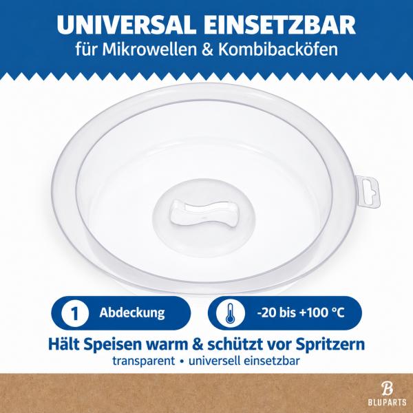 BLUPARTS Mikrowellen-Abdeckhaube Ø 26,5 cm Speiseabdeckung transparent Spritzschutz universal spülmaschinengeeignet