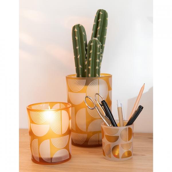 J-Line Retro Tea Light Holder, Ochre Yellow, 8 cm, Set of 2 (Assorted)