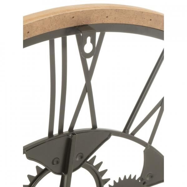 J-Line Wanduhr „Zahnrad“, schwarz/Holz, 60 cm