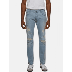 lässige 2Y Premium Herren Jeans Slim Fit Stretch Reißverschluss mit Baumwolle Blau