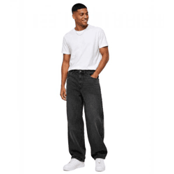 Lässige URBAN CLASSICS Herren Jeans im Loose Fit mit weitem Bein Baumwolle Baggy Denim Hose Schwarz/Grau
