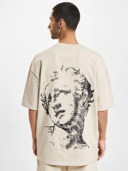 l&auml;ssiges DEF Herren T-Shirt Oversize mit Baumwolle Beige