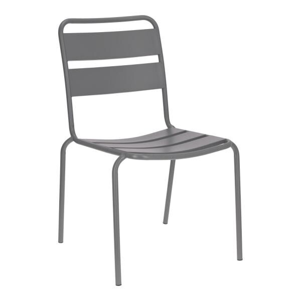 Metallstuhl Barco grau, gl&auml;nzend, f&uuml;r K&uuml;che, Terrasse und Garten