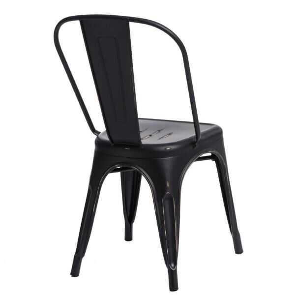 Metallstuhl Paris Antique schwarz, Industriestil, stapelbar, 85,5 cm