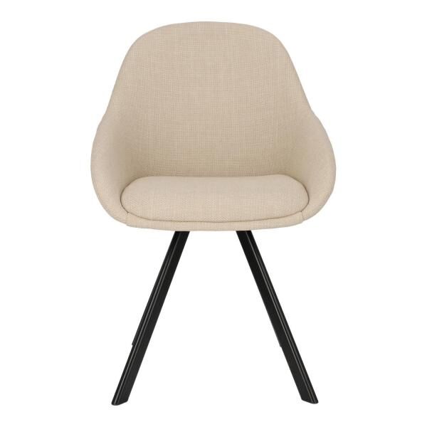 Polsterstuhl Nels beige mit Armlehnen, schwarze Metallbeine, Sitzh&ouml;he 48 cm