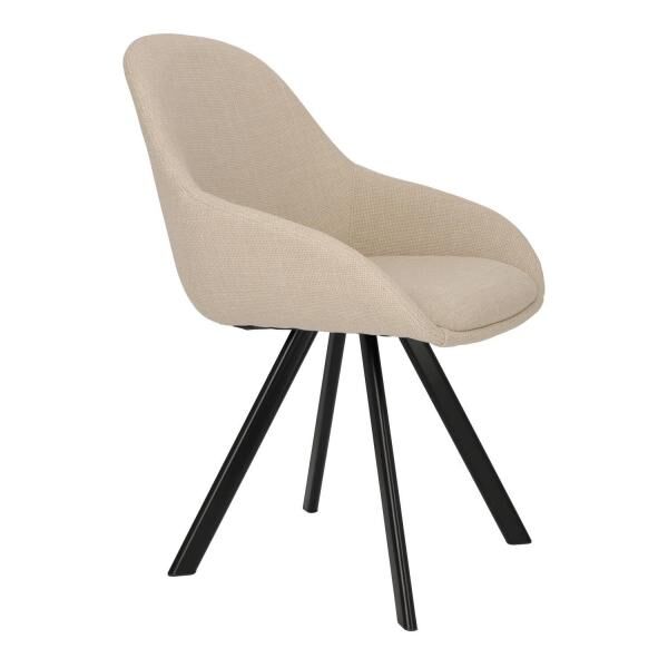 Polsterstuhl Nels beige mit Armlehnen, schwarze Metallbeine, Sitzh&ouml;he 48 cm