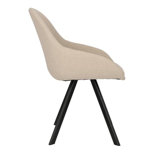 Polsterstuhl Nels beige mit Armlehnen, schwarze Metallbeine, Sitzh&ouml;he 48 cm