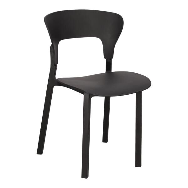 Stuhl Kabru schwarz aus Kunststoff, f&uuml;r Esszimmer, Terrasse und Garten
