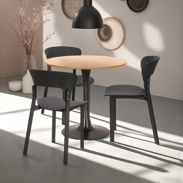 Stuhl Kabru schwarz aus Kunststoff, f&uuml;r Esszimmer, Terrasse und Garten