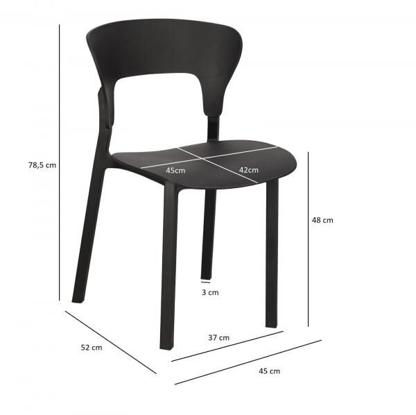 Stuhl Kabru schwarz aus Kunststoff, f&uuml;r Esszimmer, Terrasse und Garten