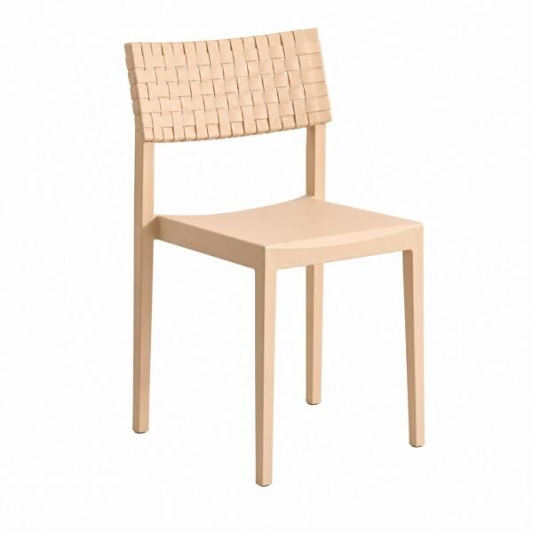 Stuhl Lamar gelbbeige aus Polypropylen, stapelbar, für innen und außen