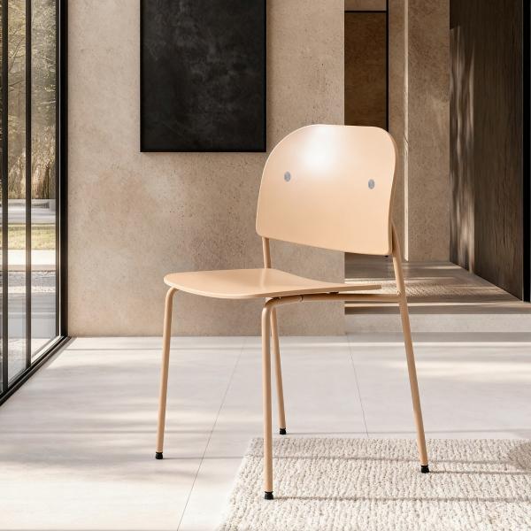 Stuhl Ravio sandbeige, Kunststoffschale auf Stahlbeinen, stapelbar