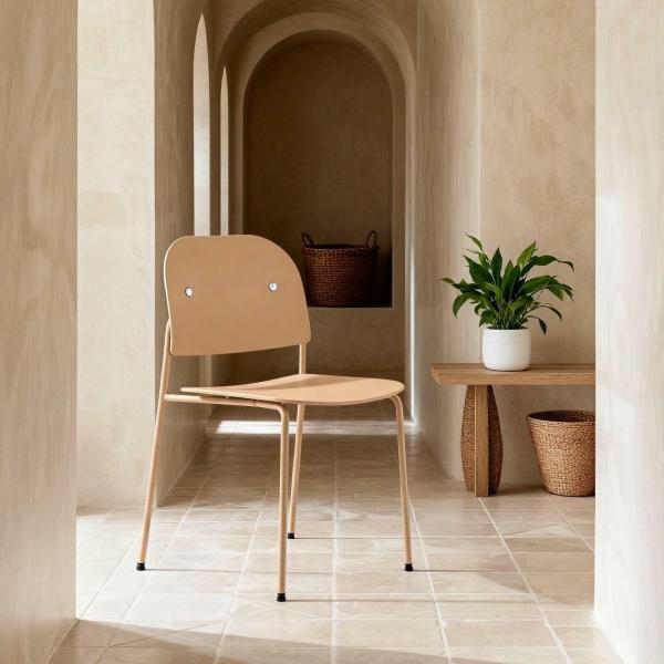 Stuhl Ravio sandbeige, Kunststoffschale auf Stahlbeinen, stapelbar