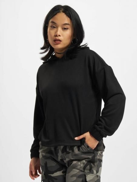 weicher Urban Classics Damen Hoodie gro&szlig;e Kapuze Rippb&uuml;ndchen 300 g/m&sup2; Schwarz
