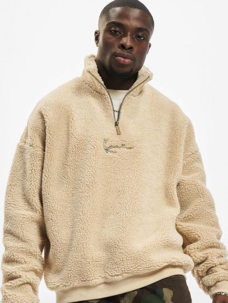 weiches Karl Kani Herren Sweatshirt Rei&szlig;verschluss 420 g/m&sup2; Beige