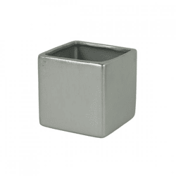D&M Blumentopf, quadratisch, Basic, matt silberfarben, 7 cm