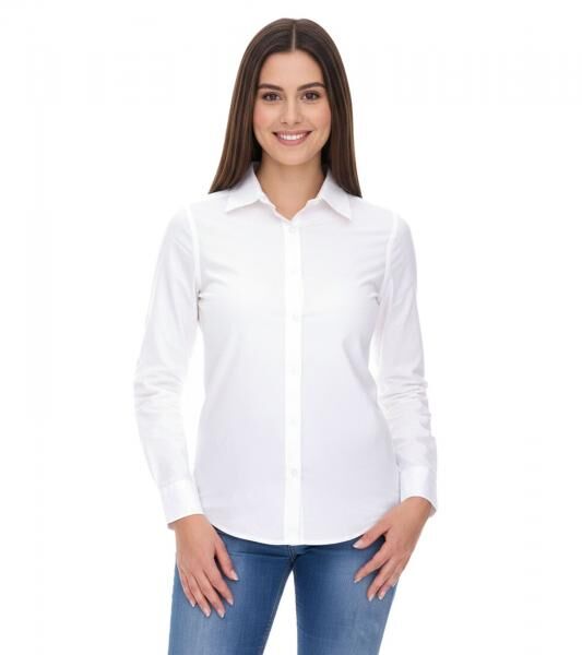 ELEVATE Hamell Langarm-Hemd schlichtes Damen Blusen-Hemd Popelin Bluse Hellblau, Schwarz oder Wei&szlig;