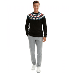 Herren Strick-Pullover mit geometrischen Muster Freizeit-Sweater 915843 Schwarz