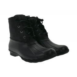 SPERRY Saltwater Damen Boots wasserdichte Stiefelette mit Echtleder und Wave-Siping-Technologie STS88108 Schwarz