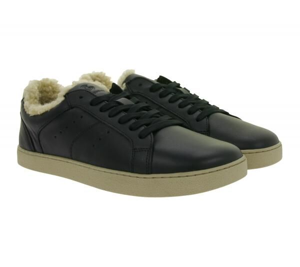 weiche GROUNDIES Barfu&szlig;schuhe Universe Teddy Damen Low-Top Echtleder Sneaker mit TrueSense Sohle GND-110296-01 Schwarz