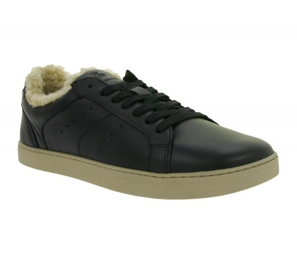 weiche GROUNDIES Barfu&szlig;schuhe Universe Teddy Damen Low-Top Echtleder Sneaker mit TrueSense Sohle GND-110296-01 Schwarz
