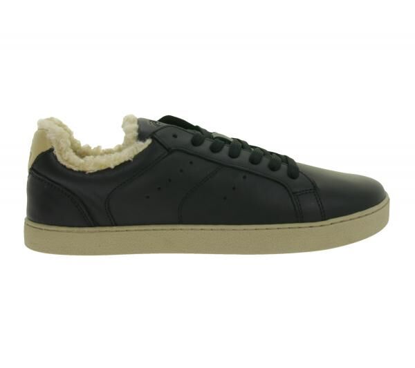 weiche GROUNDIES Barfu&szlig;schuhe Universe Teddy Damen Low-Top Echtleder Sneaker mit TrueSense Sohle GND-110296-01 Schwarz