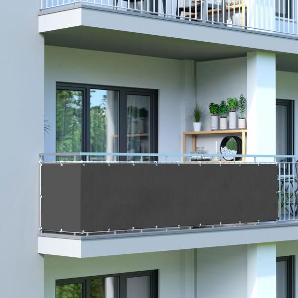 Balkonbespannung - Polyester / wasserdicht 600 x 75 cm, anthrazit