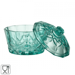 J-Line-Schale mit Deckel, Glas, azurblau, 11 cm