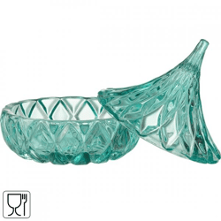J-Line-Schale mit Deckel, Glas, azurblau, 13 cm