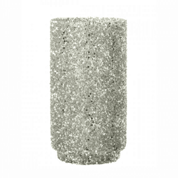 J-Line Windlicht „Glitter“, silberfarben, 25 cm