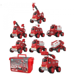 MagnaFleet 8 in 1 Magnetic Tile Assembly Set - Firefighter Vehicles