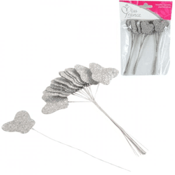 Miss France Ballonbinder Schmetterling mit Glitter silber 13 cm 36 Stück