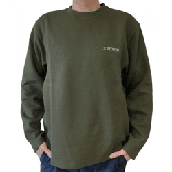 STONES Waffle Herren Sweat-Shirt aus Baumwolle in Waffel-Optik Oversized-Pullover mit Rundhals-Ausschnitt 400gsm Longsleeve Khaki