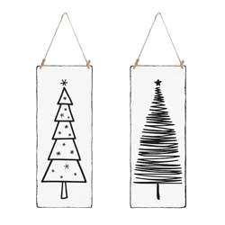 Blechschild Tannenbaum s/w, 2/s, 10x25cm
