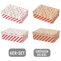 Boxenset Weihnachtsmotive, rechteckig, 2/s, 6er Set
