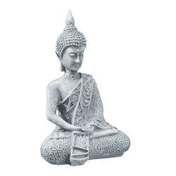 Buddha, grau, sitzend, M, ca. 12 cmH