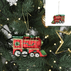 Christbaumschmuck Eisenbahn, Glitzer, Glas, ca.9cmB
