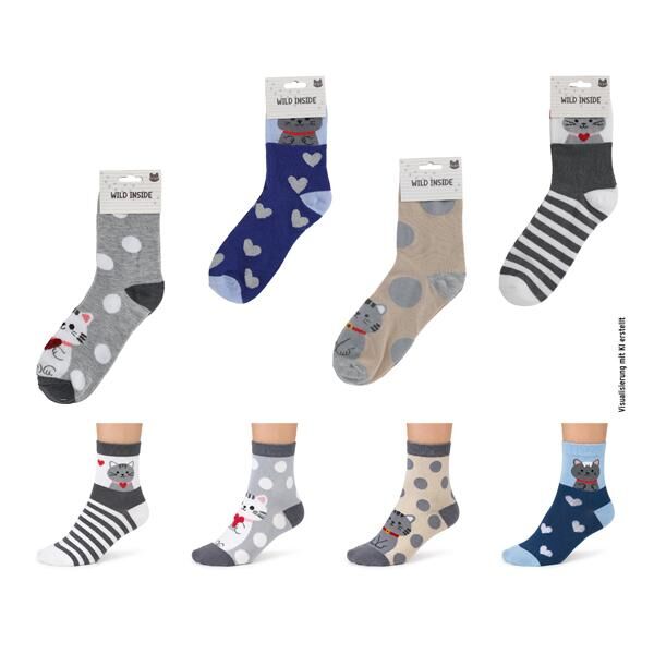 Damen Socken Katze, 4/s